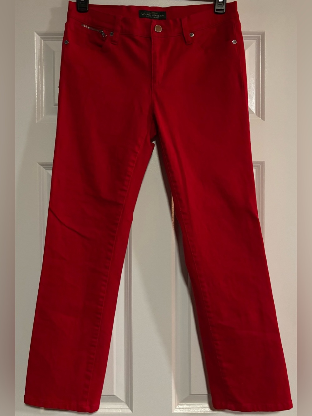 Lauren Ralph Lauren Bright Red Straight-Leg Jeans, size 6
